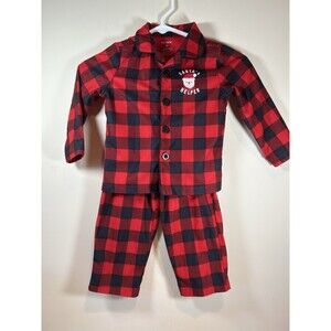 Carter's Santa's Helper Flame Resistant Buffalo Plaid Pajamas Size 3T New No Tag